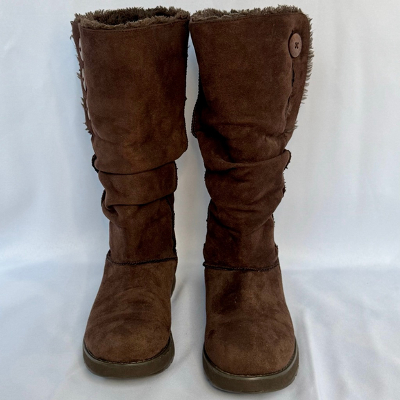 Skechers Keepsakes Slouch Tall Winter Boots Chocolate Brown Faux Fur Lined 6.5 - Picture 4 of 10